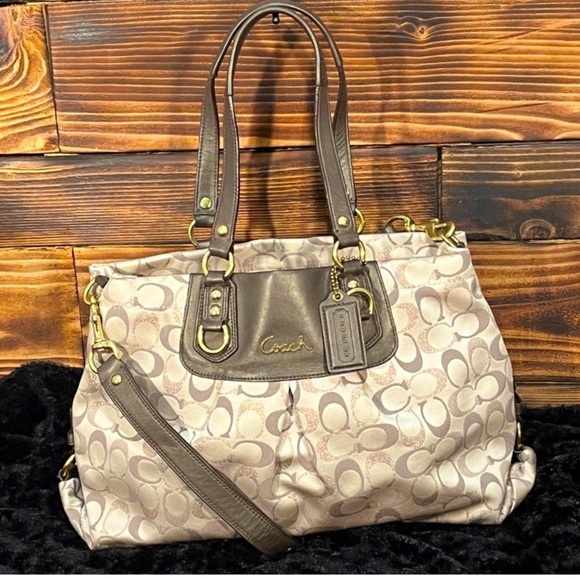 COACH Ashley Signature Metallic Carryall Bag, EUC - Picture 1 of 11